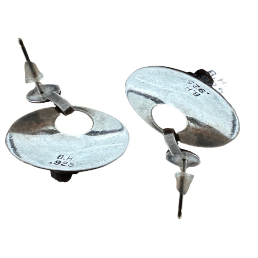 Sterling Silver Circle Drop Earrings - Picture 3 of 3